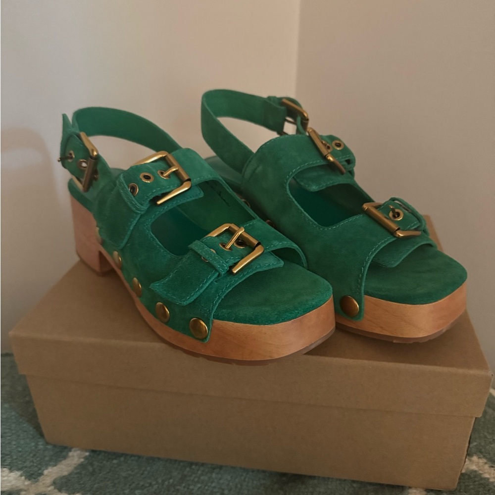 Green Suede Lucia Kite Clogs - Picture 5 of 6